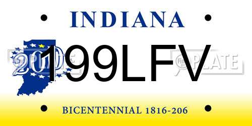 199LFV Indiana License Plate