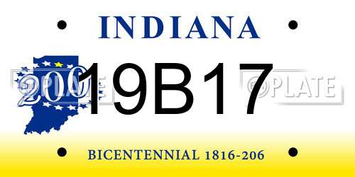 19B17 Indiana License Plate