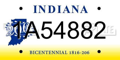 1A54882 Indiana License Plate