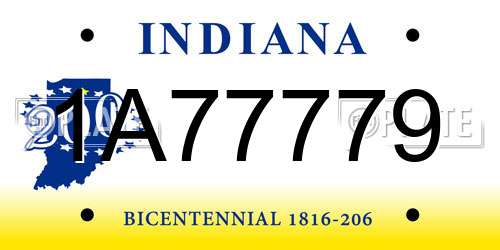1A77779 Indiana License Plate
