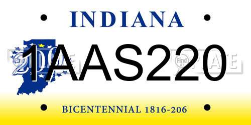1AAS220 Indiana License Plate