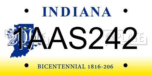 1AAS242 Indiana License Plate