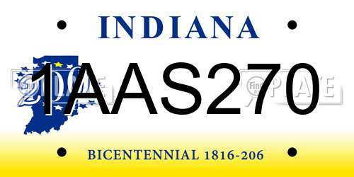 1AAS270 Indiana License Plate