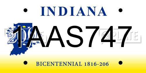 1AAS747 Indiana License Plate