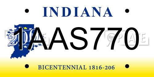 1AAS770 Indiana License Plate
