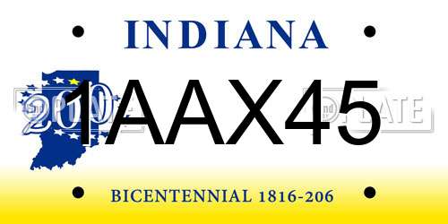 1AAX45 Indiana License Plate