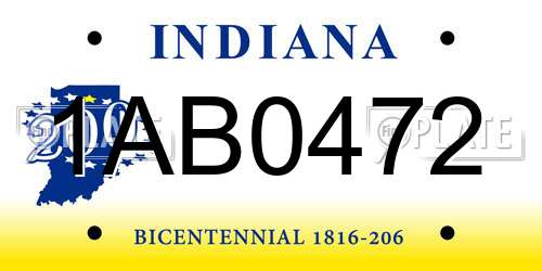 1AB0472 Indiana License Plate