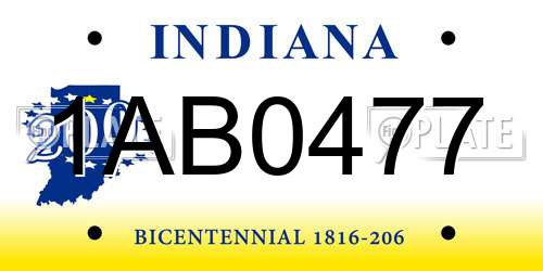 1AB0477 Indiana License Plate