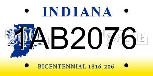 1AB2076 Indiana License Plate
