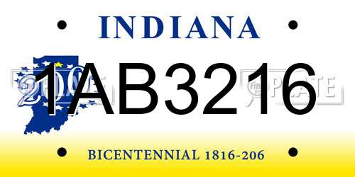 1AB3216 Indiana License Plate