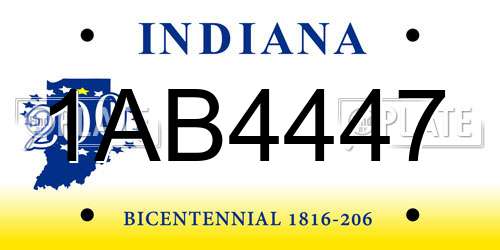 1AB4447 Indiana License Plate