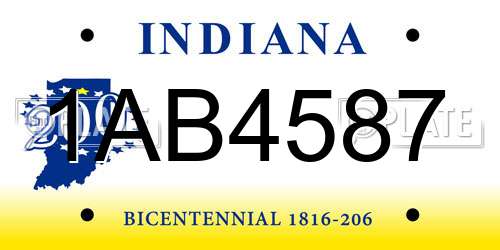 1AB4587 Indiana License Plate