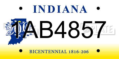 1AB4857 Indiana License Plate