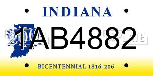 1AB4882 Indiana License Plate