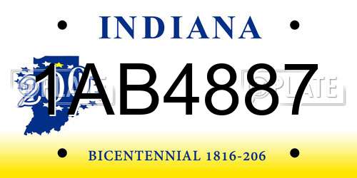 1AB4887 Indiana License Plate