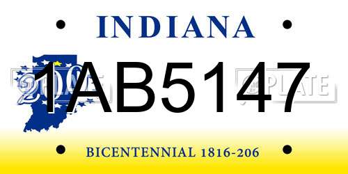 1AB5147 Indiana License Plate