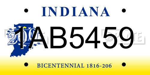 1AB5459 Indiana License Plate