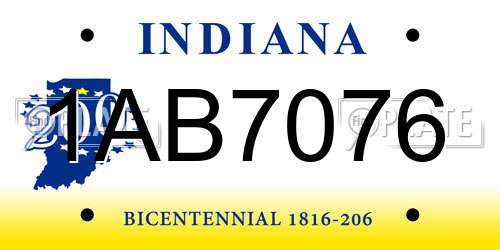 1AB7076 Indiana License Plate