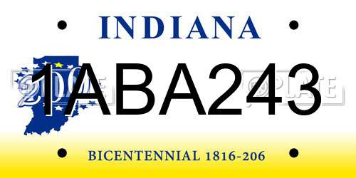 1ABA243 Indiana License Plate