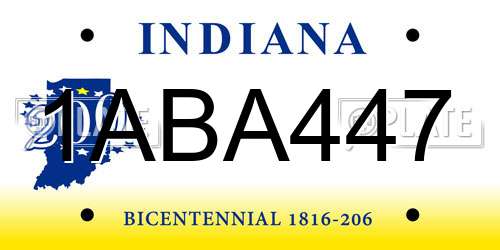 1ABA447 Indiana License Plate