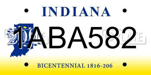 1ABA582 Indiana License Plate