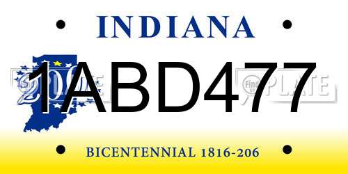1ABD477 Indiana License Plate