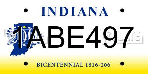 1ABE497 Indiana License Plate