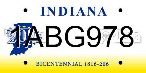1ABG978 Indiana License Plate