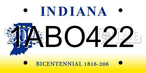 1ABO422 Indiana License Plate