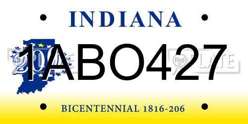 1ABO427 Indiana License Plate
