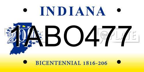 1ABO477 Indiana License Plate