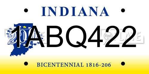 1ABQ422 Indiana License Plate