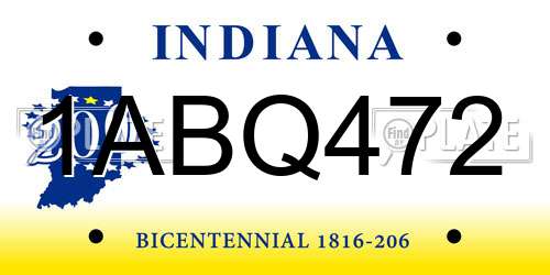 1ABQ472 Indiana License Plate