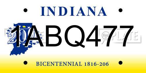 1ABQ477 Indiana License Plate