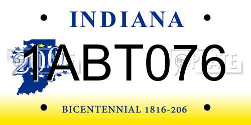 1ABT076 Indiana License Plate