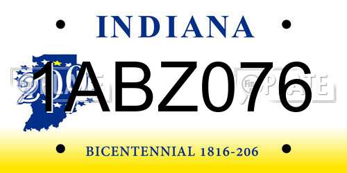 1ABZ076 Indiana License Plate