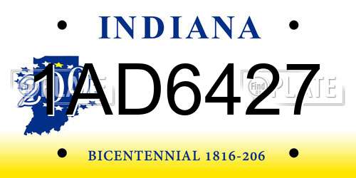 1AD6427 Indiana License Plate