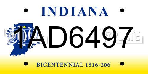 1AD6497 Indiana License Plate