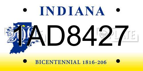 1AD8427 Indiana License Plate