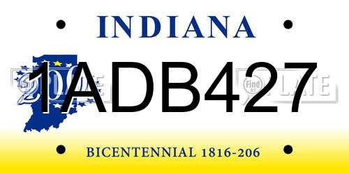 1ADB427 Indiana License Plate