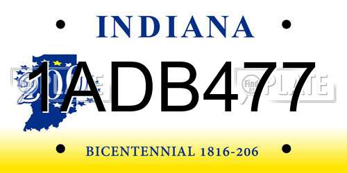 1ADB477 Indiana License Plate