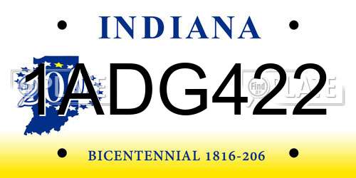 1ADG422 Indiana License Plate