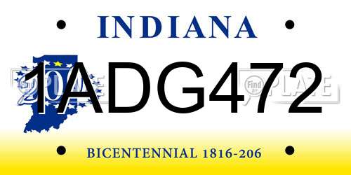 1ADG472 Indiana License Plate