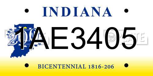 1AE3405 Indiana License Plate