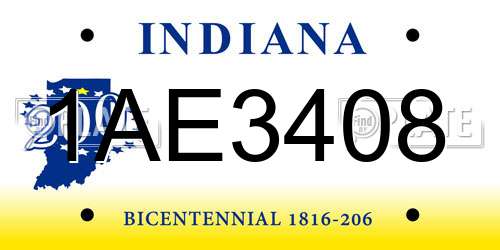 1AE3408 Indiana License Plate