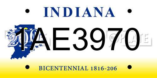 1AE3970 Indiana License Plate