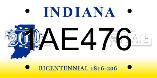 1AE476 Indiana License Plate