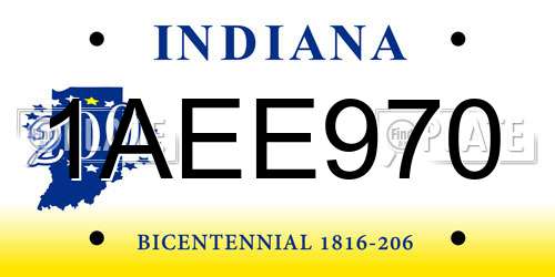 1AEE970 Indiana License Plate