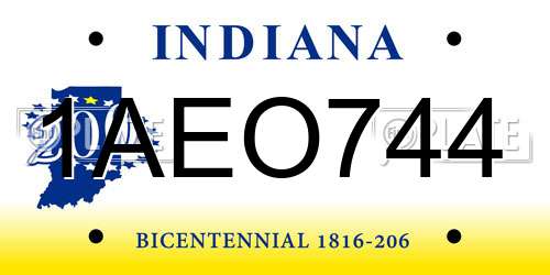 1AEO744 Indiana License Plate