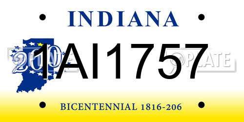 1AI1757 Indiana License Plate